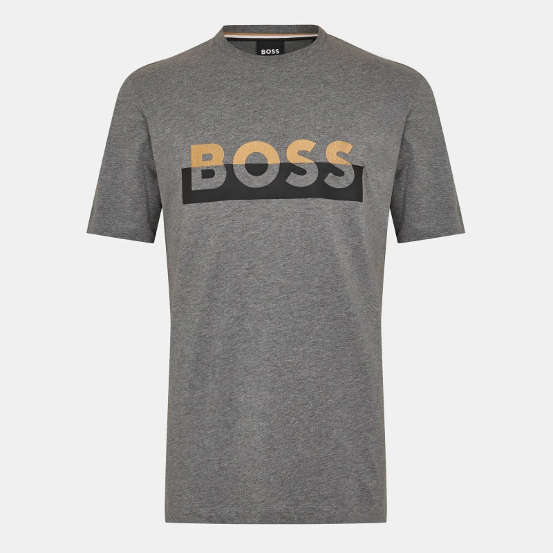 Image of Boss Mens Tiburt 421 Regular Fit T-Shirt Medium Grey male M