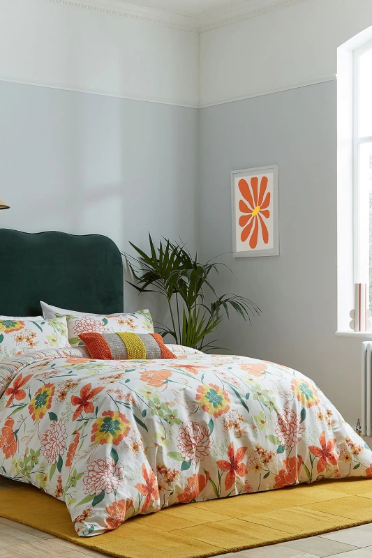 Image of Helena Springfield Helena Springfield 'Bella Cover' Cotton Duvet Cover Set in Orange Size: Double Orange Double Unisex 5016709701983