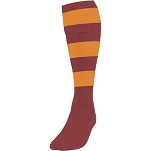 Image of Precision Hooped Football Socks Boys Maroon/Amber