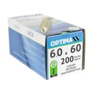 Image of Optimaxx 6 x 60mm Woodscrews - Box of 200 - Yellow