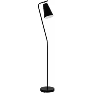 Image of Floor Lamp Light Colour Black Shade Black Outer White Inner Shade Bulb E27 1x40W