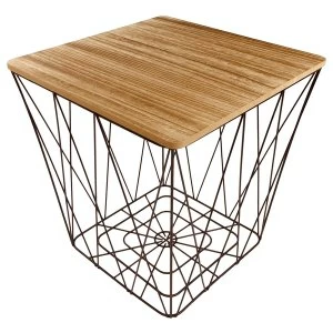 Image of Geometric Black Wire Square Side Table