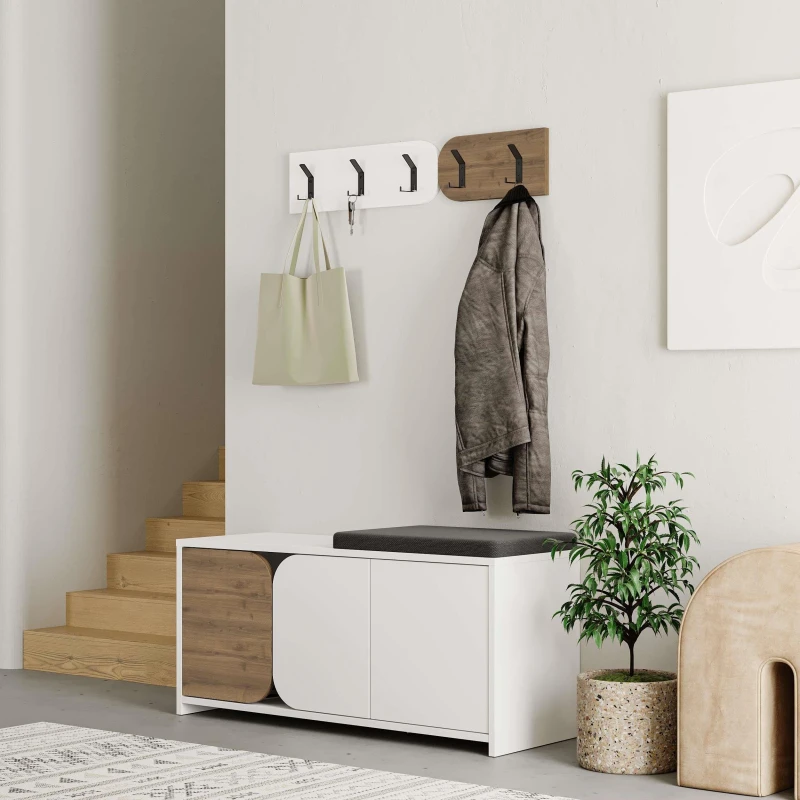 Image of Decortie Moni' Shoe Cabinet with 5-Hook Organiser Set 104.9cm in Dark Brown Size: 2 Pack Dark Brown Unisex 2 Pack