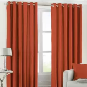 Image of Riva Home Fiji Semi-Sheer Ringtop Eyelet Curtains (Pair) Polyester Burnt Orange (168X229Cm)