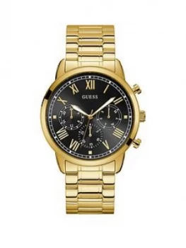 Image of Guess Guess Hendrix Black Sunray Chronograph Dial Gold Stainless Steel Bracelet Mens Watch