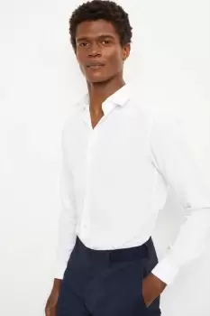 Image of Mens Slim Fit White Easy Iron Shirt - L