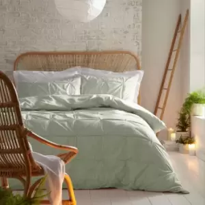 Image of Appletree Luminia Green 100% Cotton Duvet Cover and Pillowcase Set Green