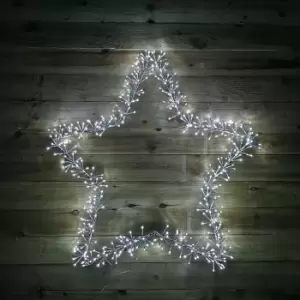 Image of Premier Christmas Silver Star Cluster Indoor Outdoor 480 White LED Light 1.2m