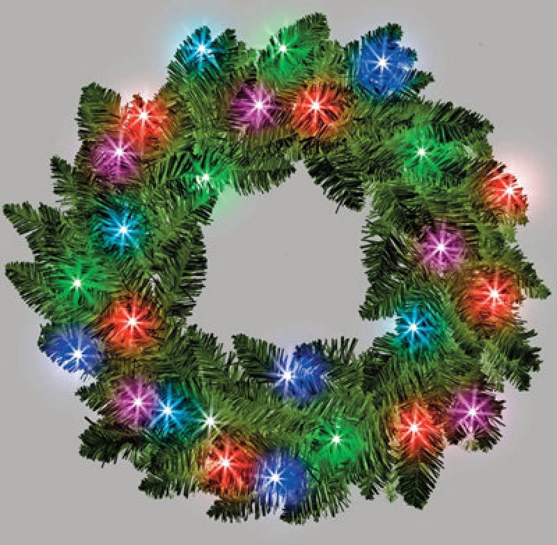 Image of Shatchi 55cm Prelit Imperial Pine Green Christmas Wreath Green