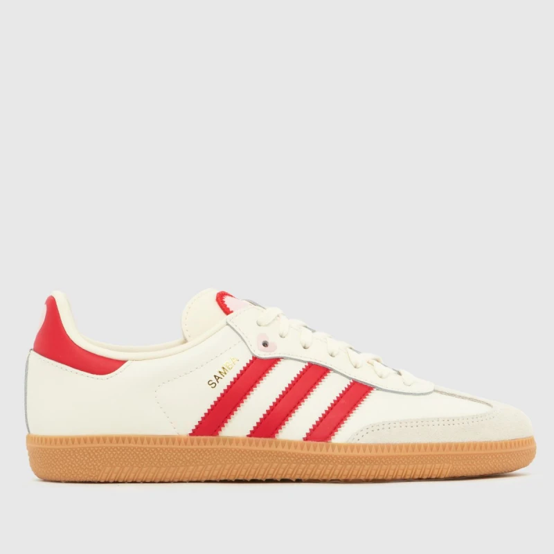 Image of adidas Originals Kids Samba OG Val Samba Low-Top Trainers Cream/Red female 4 (36.7)