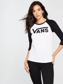 Image of Vans Flying Raglan T Shirt White Black Size S Women