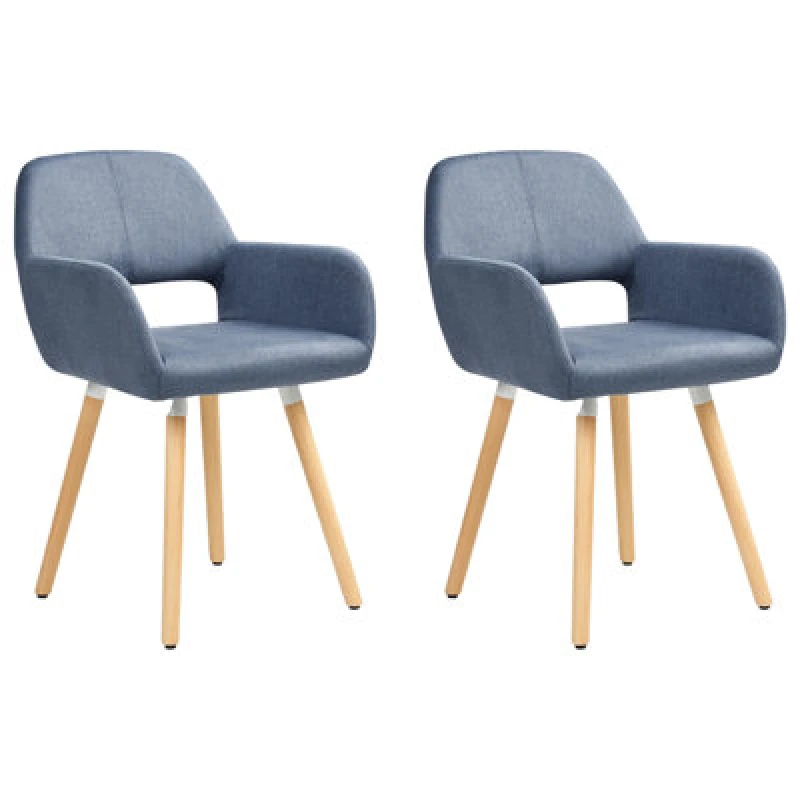 Image of Beliani Set Of 2 Dining Chairs Chicago Fabric Navy Blue