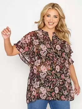 Image of Yours Button-Up Patch Print Blouse, Green, Size 18, Women