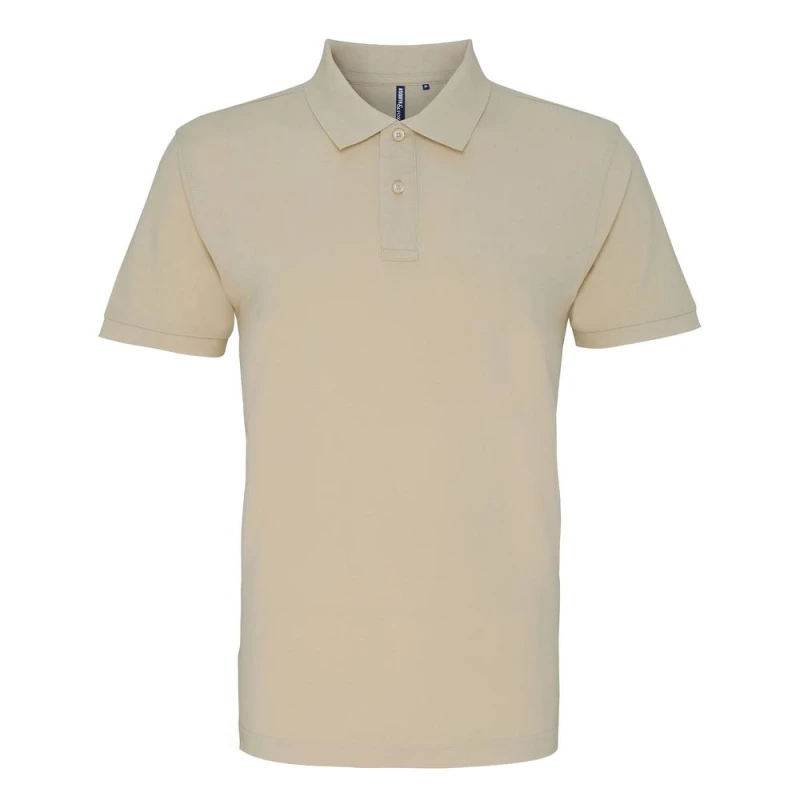 Image of Asquith & Fox Mens Plain Short Sleeve Polo Shirt in Natural Size: Small Natural Male S