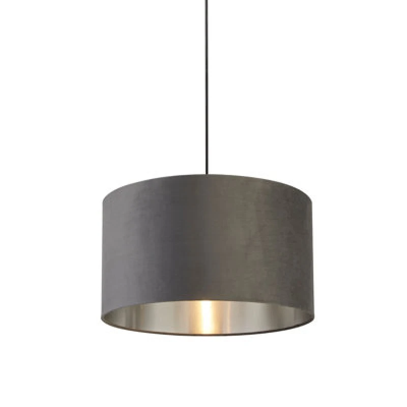Image of Lighting Collection Prague Dark Grey Velvet Shade