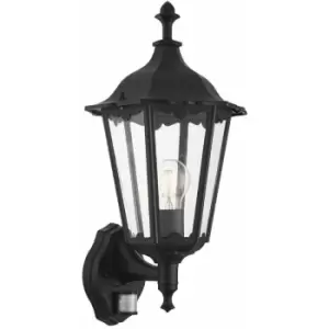 Image of Loops - IP44 Outdoor pir Light Matt Black & Glass Traditional Wall Lantern Porch Motion