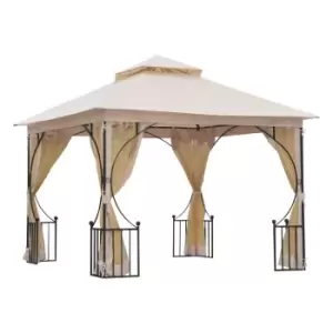 Image of Outsunny 3x3m Metal Gazebo with Mesh Walls- Beige