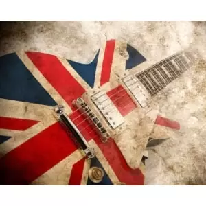 Image of Rock Guitar Red Wall Mural - 3.5m x 2.8m