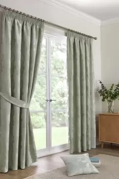 Image of 'Bramford' Woven Fully Lined Pair of Pencil Pleat Curtains