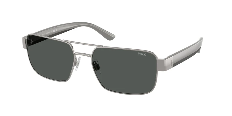 Image of Polo Ralph Lauren Man Polo Ralph Lauren PH3161 926687 Sunglasses Metal Grey Grey Squared Normal Grey Sunglasses Man Metal