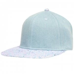 Image of Crafted Bling Flat Peak Cap Junior Girls - Denim Seq