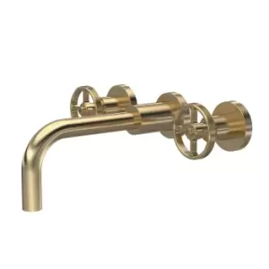 Image of Hudson Reed Revolution Wall Mounted Basin Mixer - Brushed Brass