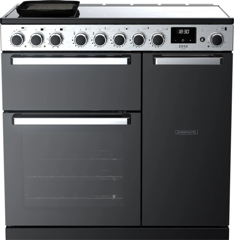 Image of Rangemaster Edge Deluxe EDDL90EIGBLK/CM1 90cm Electric Range Cooker with Induction Hob - Black - A/A Rated