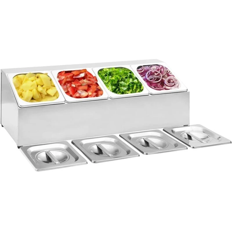 Image of VIDAXL Vidaxl - Gastronorm Container Holder with 4 gn 1/6 Pan Stainless Steel 8719883914152