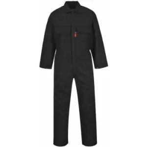 Image of Portwest - BIZ1 Black Sz S R Bizweld Flame Retardant Welder Overall Coverall Safety Boiler Suit