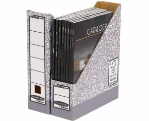 Image of Fellowes Bankers Box Cardboard Magazine File A4 Pack of 4 Grey