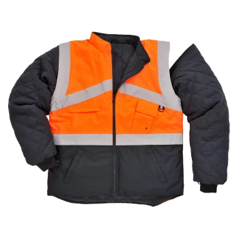 Image of Oxford Weave 300D Class 1:2 Hi Vis 2-Tone Reversible Jacket Orange / Navy M