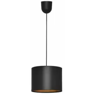 Image of Helam Lighting - Helam Alba Cylindrical Pendant Ceiling Light Black, Gold 20cm