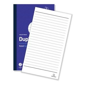 Image of Challenge 210mm x 130mm 100 Sheets Side Taped Ruled Perforated Duplicate Book Blue