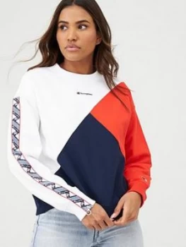 Image of Champion Crew Neck Patchwork Sweatshirt - White Size M Women