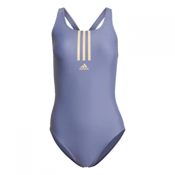 Image of adidas SH3. RO Mid 3-Stripes Swimsuit Womens - Orbit Violet / Orange Tint