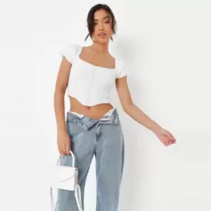 Image of Missguided Neck Rib Detail Tee - White