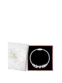Image of Lipsy Silver Heart Pink Magnetic Bracelet - Gift Boxed