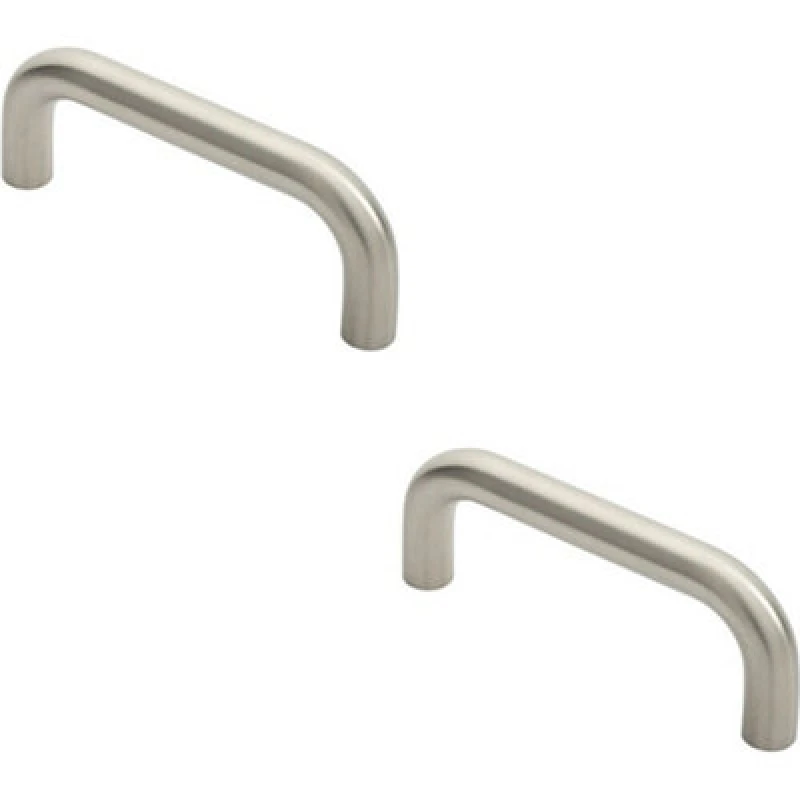 Image of Loops 2x Round D Bar Pull Handle 169 x 19mm 150mm Fixing Centres Satin Stainless Steel Metallics unisex