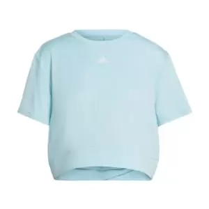Image of adidas AEROREADY Studio Loose Crop T-Shirt Womens - Almost Blue / White