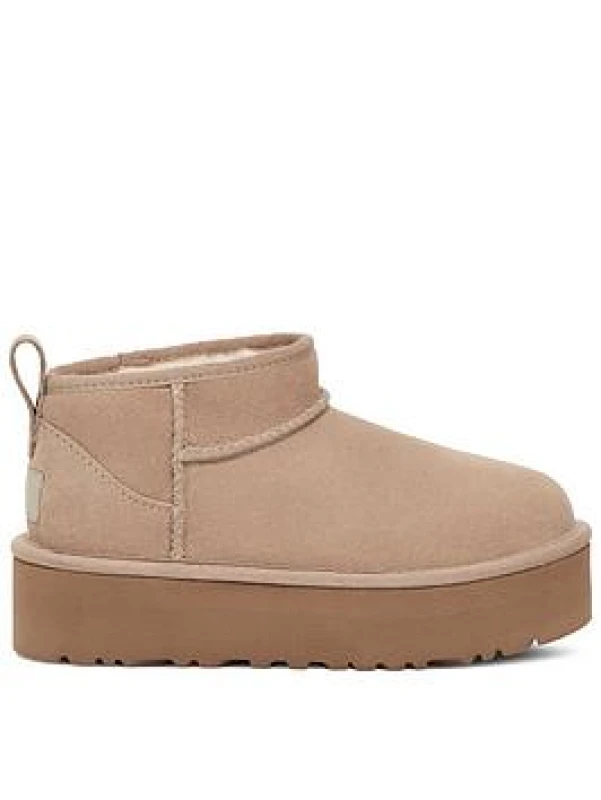 Image of UGG sand classic ultra mini platform Junior boots Yellow UK 13