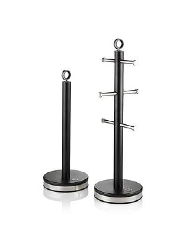 Image of Swan Serenity Towel Pole and Mug Tree Set - Black Canisters Medium Black 38443103390