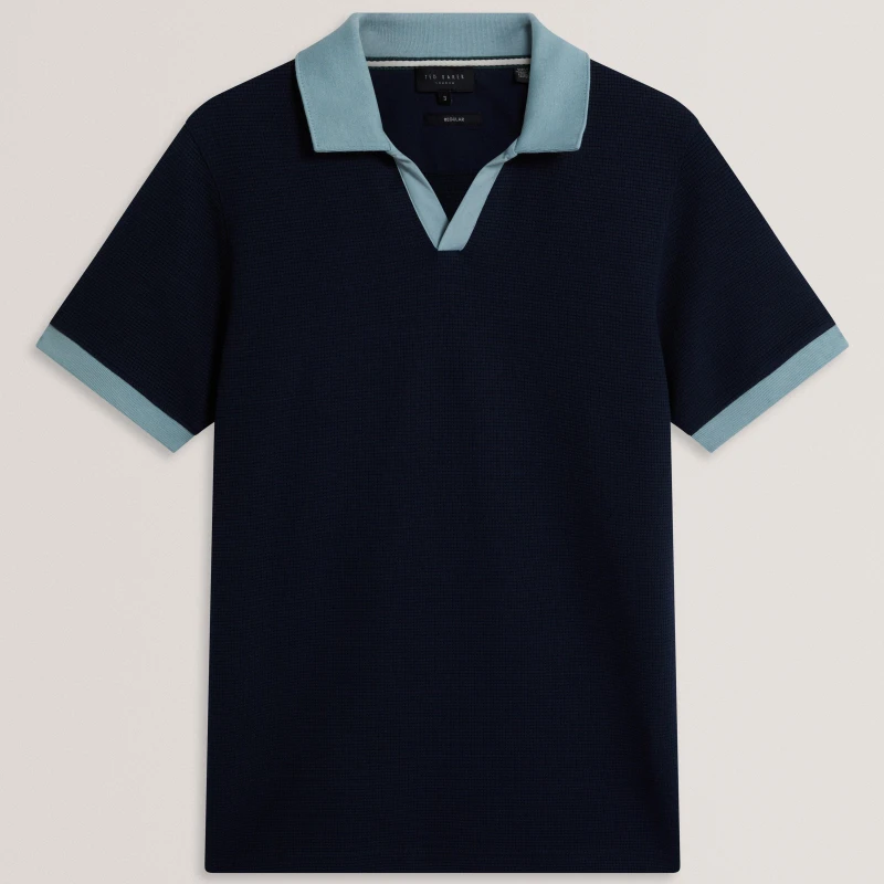 Image of Ted Baker Ted SS TxtOpnNk Polo Sn62 Navy male S (2)