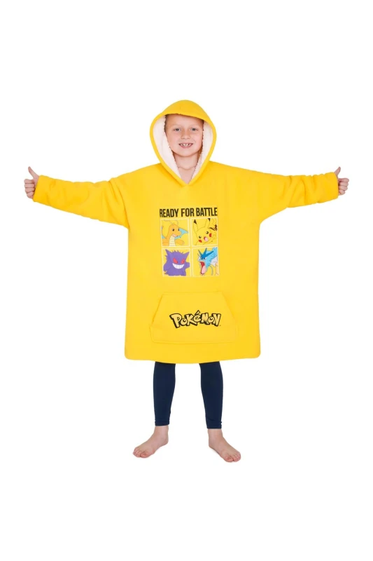 Image of Pokemon Fleece Oversized Hoodie Poncho Multi unisex