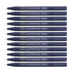 Image of Pilot Black Drawing Pen 01 Tip (Pack of 12)