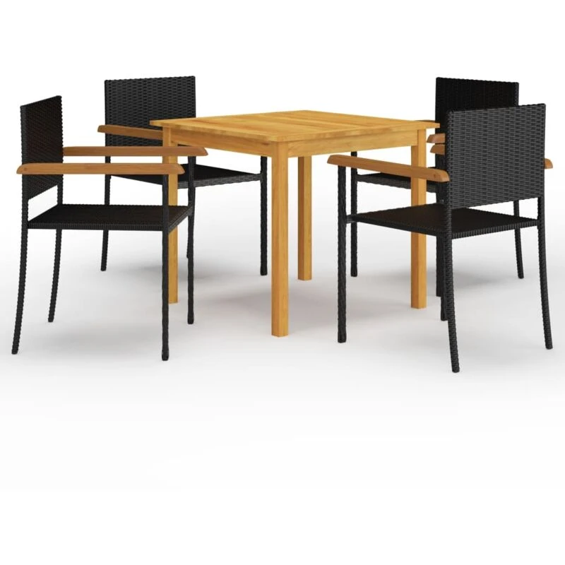 Image of VIDAXL 5 Piece Garden Dining Set Black Vidaxl 8720286337615