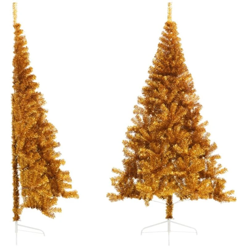 Image of VIDAXL Artificial Half Christmas Tree with Stand Gold 240cm pet Vidaxl 8720287021643