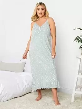 Image of Yours Spring Daisy Frill Hem Midaxi Chemise, Green, Size 34-36, Women