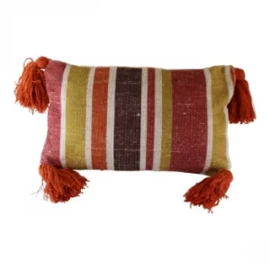 Image of Tasseled Kasbah Design Scatter Cushion, Striped Pattern