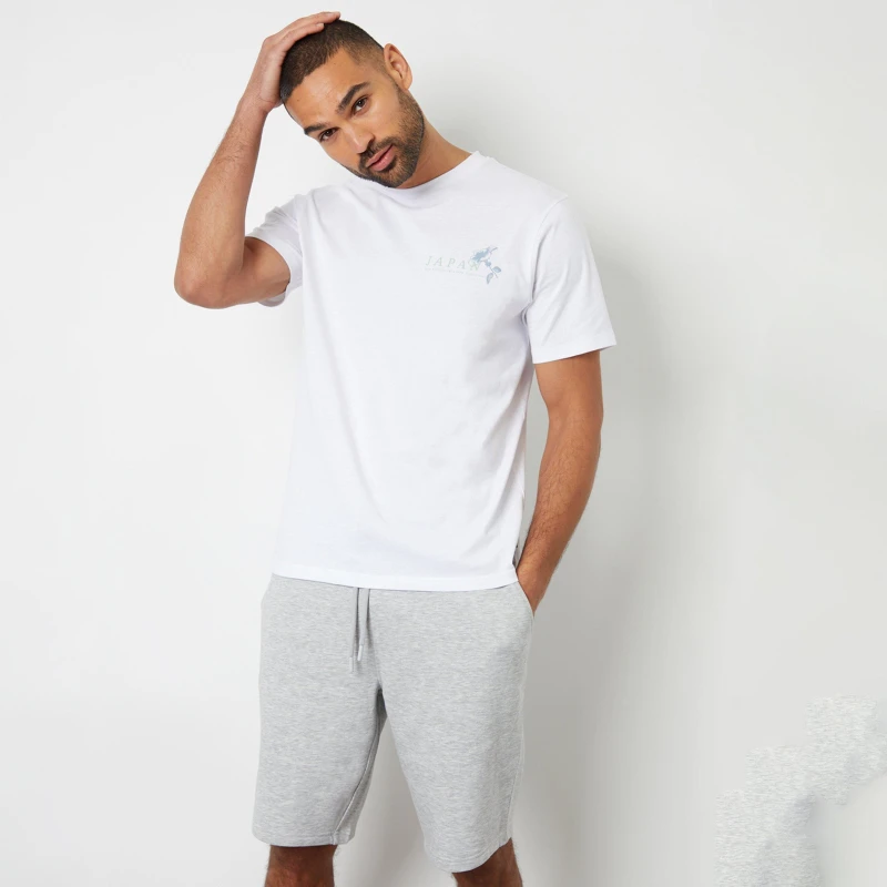 Image of Threadbare 'Wiki' Knee Length Fleece Sweat Shorts Light Grey