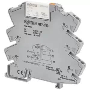 Image of WAGO 857-359 24-230V AC/DC 6A SPDT-CO DIN Rail Mountable Relay Module